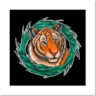 Round Grass Tiger Posters and Art